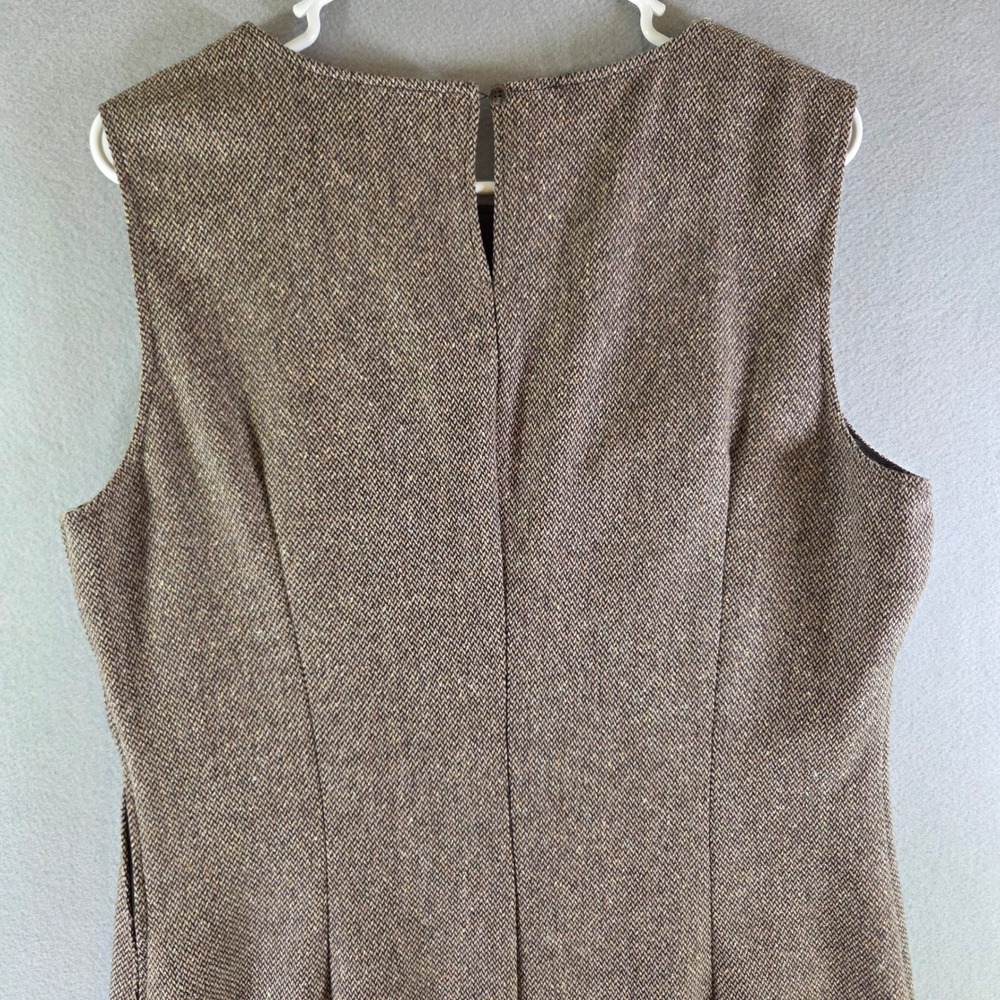 Vtg United Colors of Benetton Brown Wool Silk Tweed Midi Dress Italy Academia Lg - Picture 6 of 8